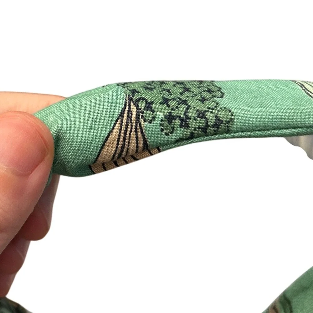 Fly By Night NYC Illustrated Garden Classic Crown Knotted Headband Green Whimsy